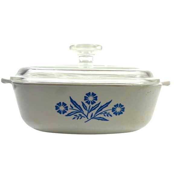 Vtg CorningWare 1Qt Casserole Dish + Lid Cornflower USA '60s - Picture 1 of 8